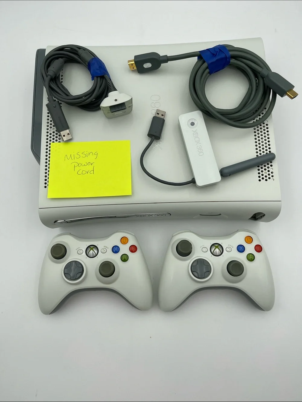 X-box 360 Console Bundle with Two Wireless Controllers-No Power Cord-